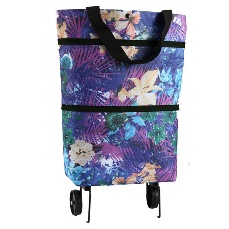 Rolling Portable Tote Foldable Shopping Bag With Wheels