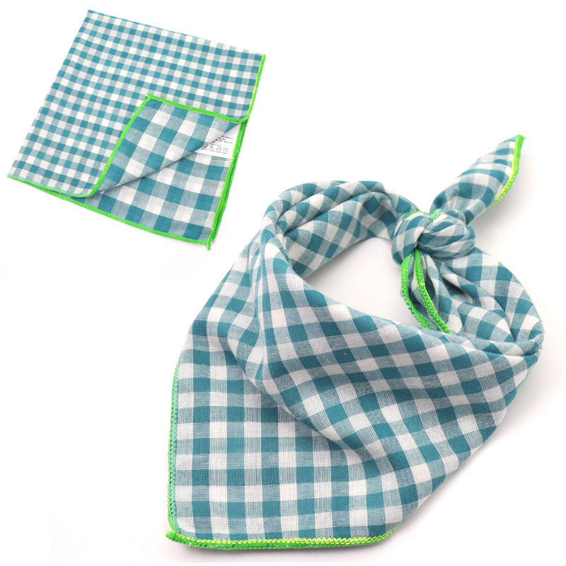 Plaid Double Sided Cotton Pet Scarf Bandana Dog Cat