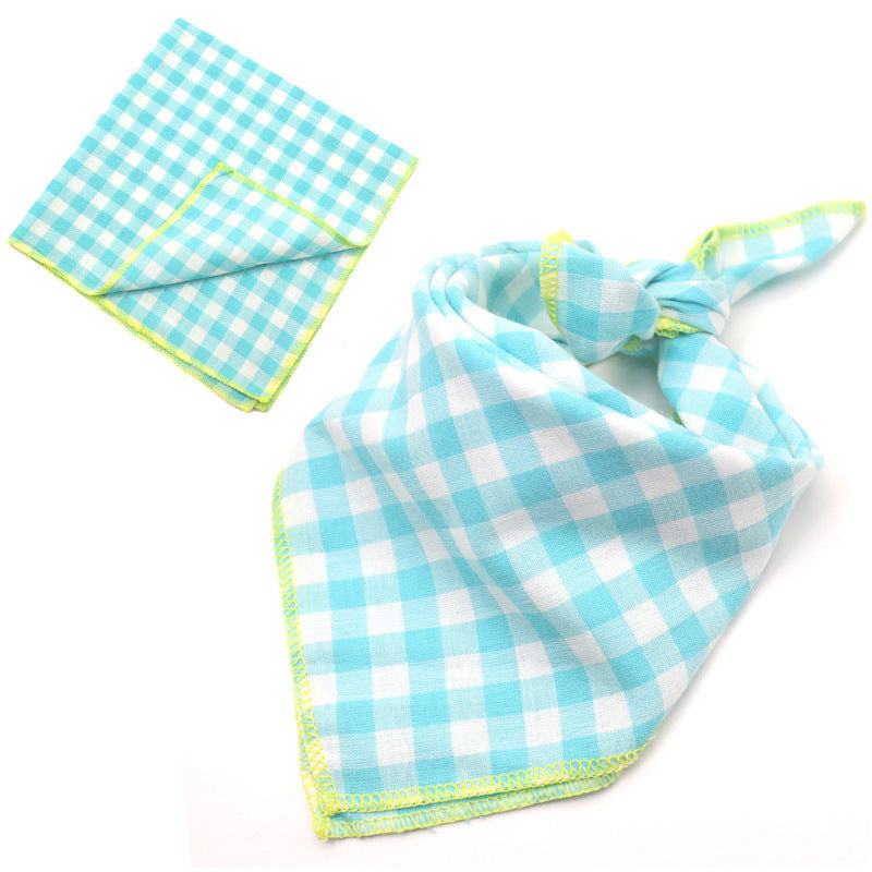 Plaid Double Sided Cotton Pet Scarf Bandana Dog Cat