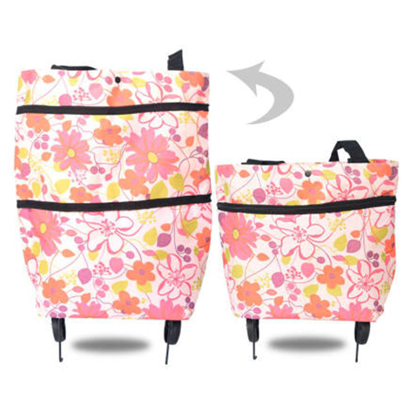 Rolling Portable Tote Foldable Shopping Bag With Wheels