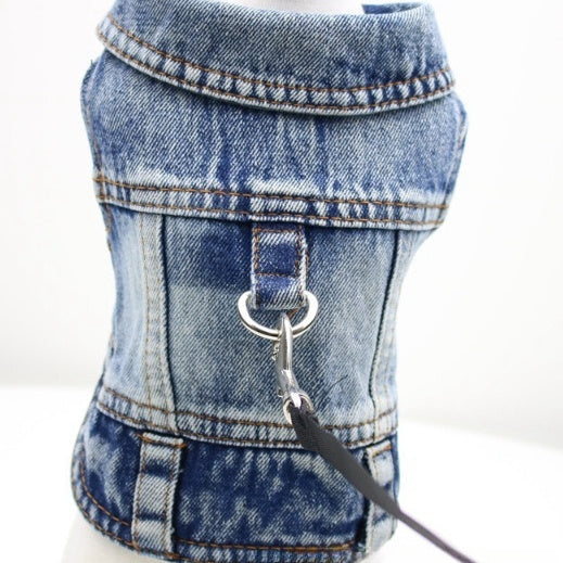 Traction Denim Vest Two-leg Clothing Small Dog Vest Pet Clothes Harness