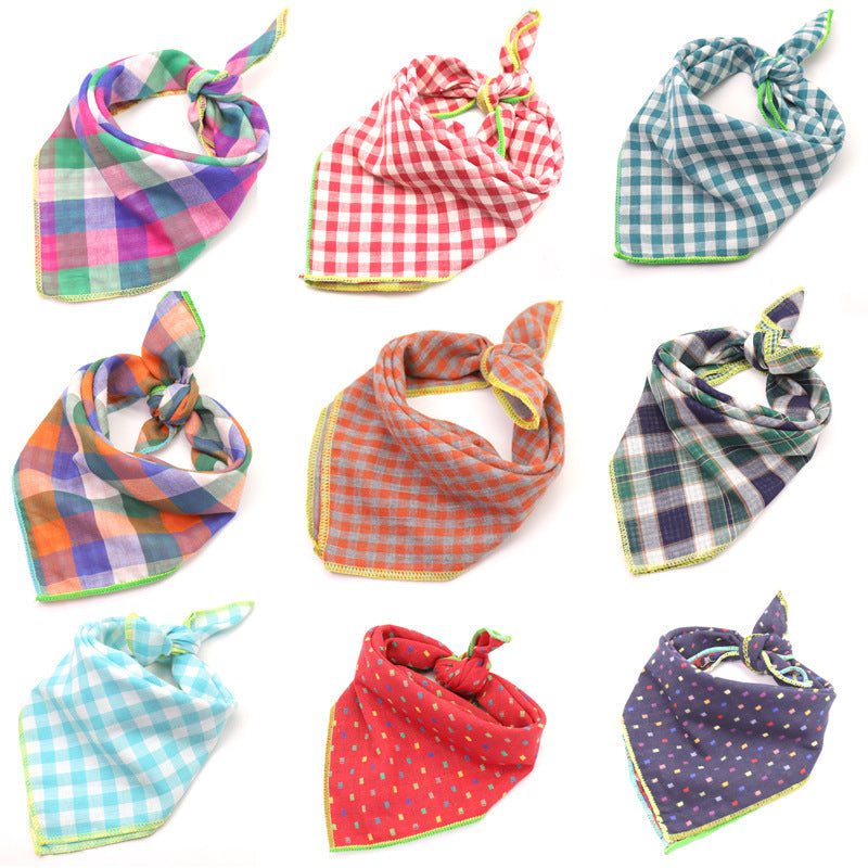 Plaid Double Sided Cotton Pet Scarf Bandana Dog Cat