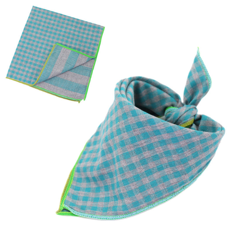 Plaid Double Sided Cotton Pet Scarf Bandana Dog Cat