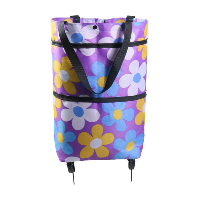 Rolling Portable Tote Foldable Shopping Bag With Wheels