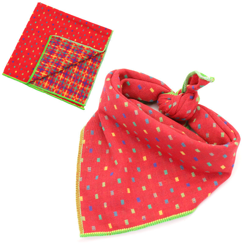 Plaid Double Sided Cotton Pet Scarf Bandana Dog Cat