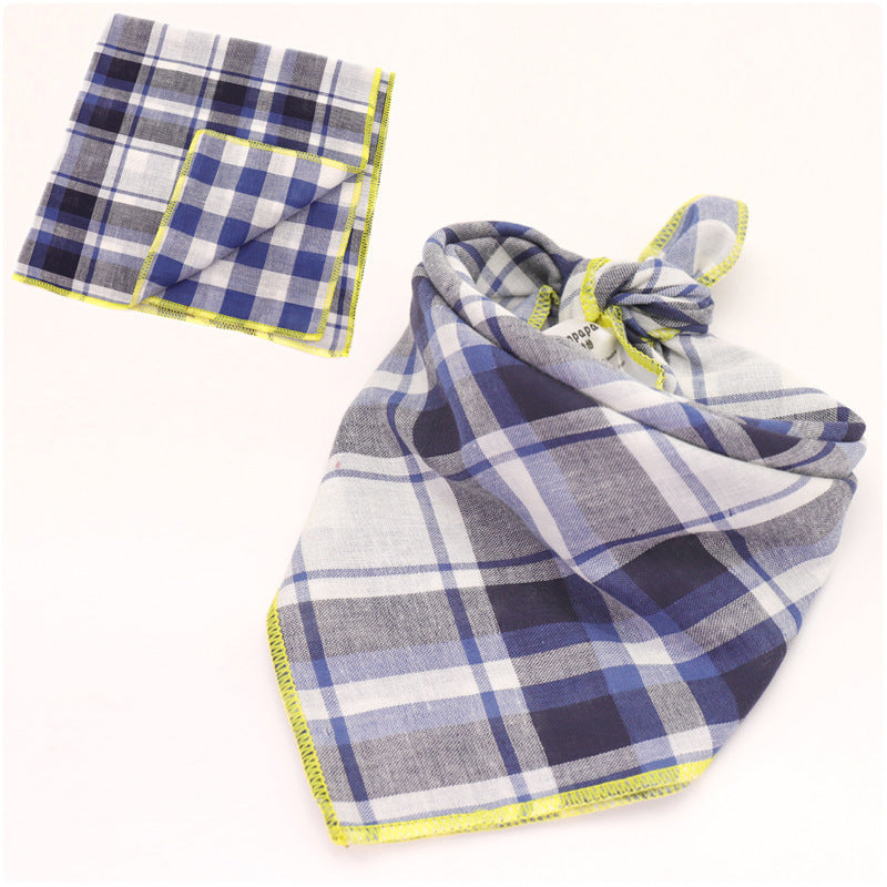 Plaid Double Sided Cotton Pet Scarf Bandana Dog Cat