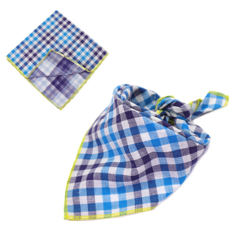 Plaid Double Sided Cotton Pet Scarf Bandana Dog Cat