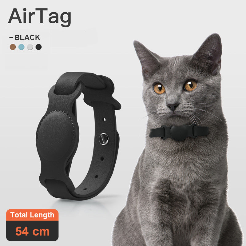 Anti-lost Device Cat And Dog Pet Collar Chain Leather Case