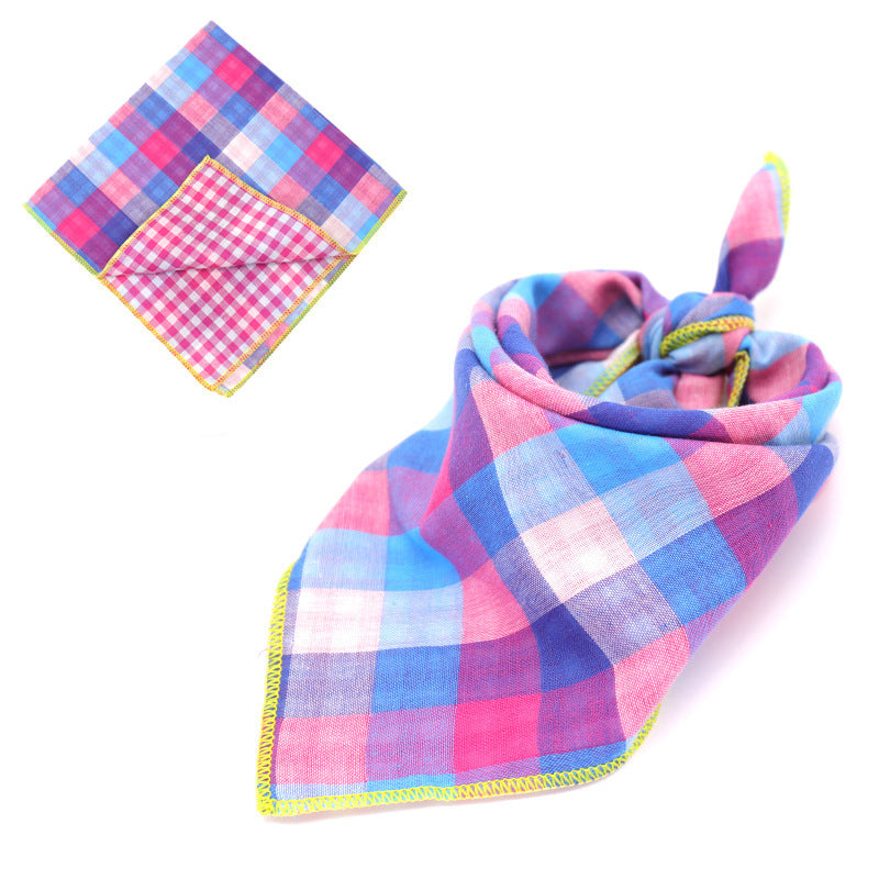 Plaid Double Sided Cotton Pet Scarf Bandana Dog Cat