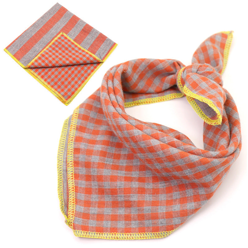 Plaid Double Sided Cotton Pet Scarf Bandana Dog Cat